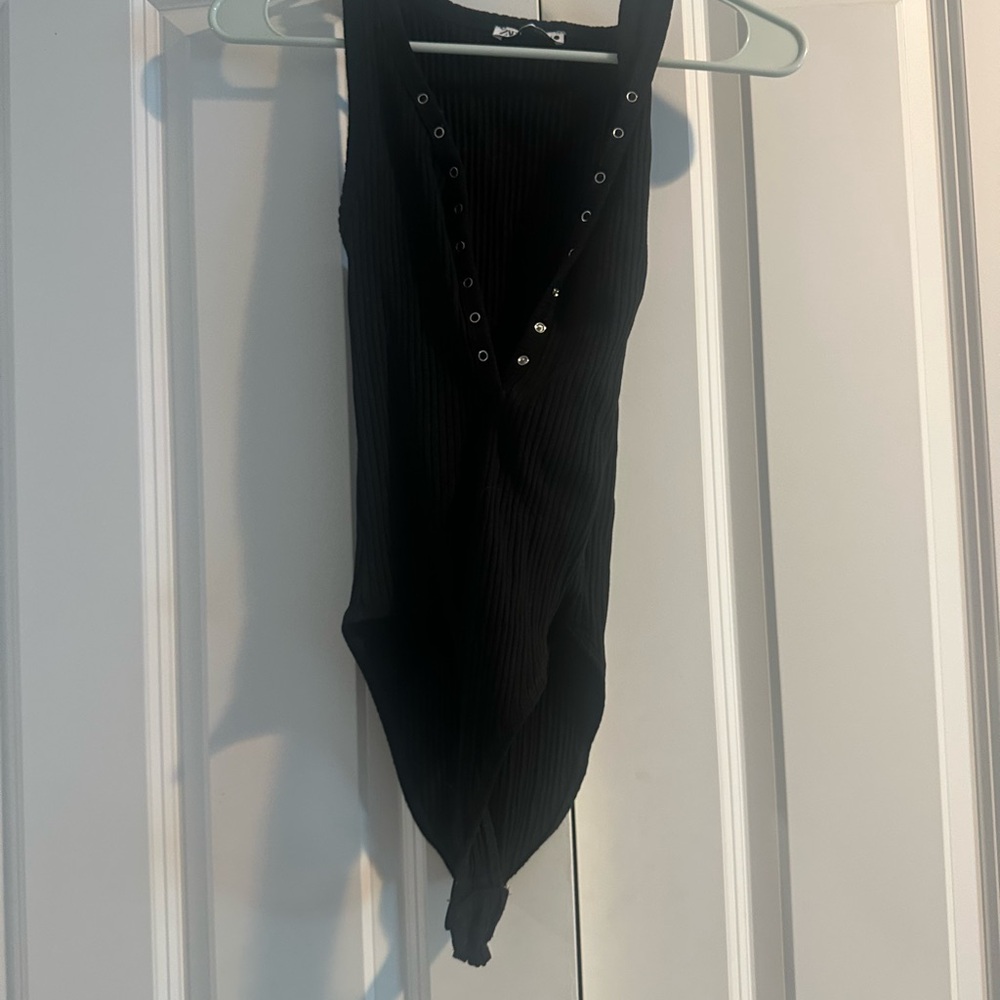 Zara Black Ribbed Bodysuit